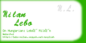 milan lebo business card